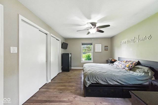 9265 Brunson Run, Indianapolis, IN 46256 - bedroom featuring wood finished floors and ceiling fan