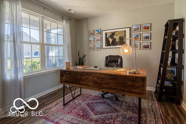 12584 Cold Stream Rd, Noblesville, IN 46060 - home office featuring wood finished floors and a textured ceiling
