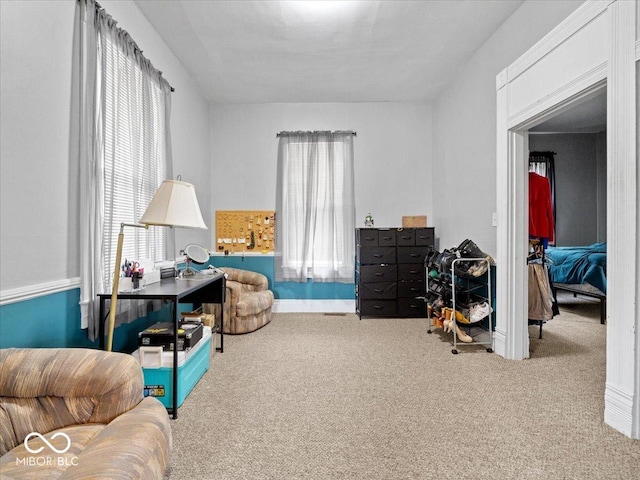 215 N E St, Greensburg, IN 47240 - living area with carpet floors and healthy amount of natural light