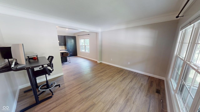 9831 Deering St, Fishers, IN 46037 - office area featuring ornamental molding and light wood-style flooring