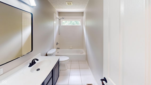 9831 Deering St, Fishers, IN 46037 - full bathroom with tile patterned flooring, vanity, shower / bath combination, and a textured ceiling