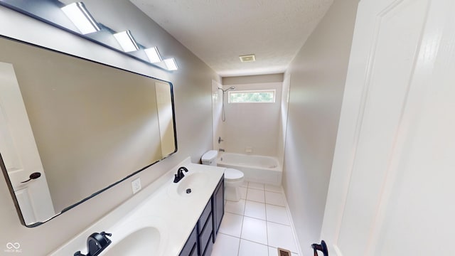 9831 Deering St, Fishers, IN 46037 - full bath with tile patterned floors, a textured ceiling, double vanity, and shower / bath combination