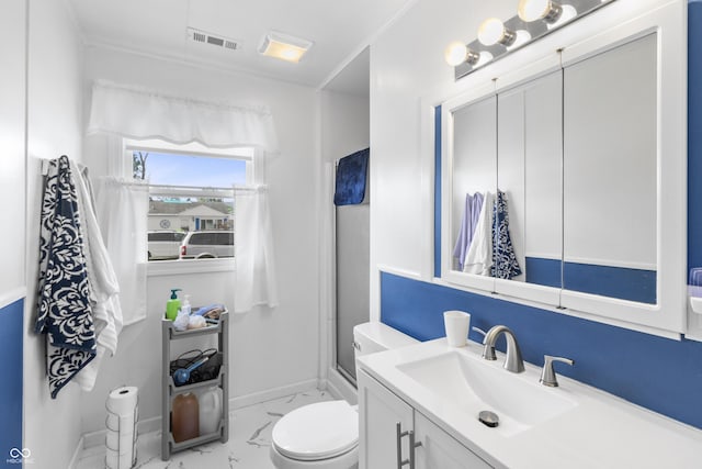 206 Allen Ln, Greenfield, IN 46140 - full bathroom with marble finish flooring, vanity, and a shower with door