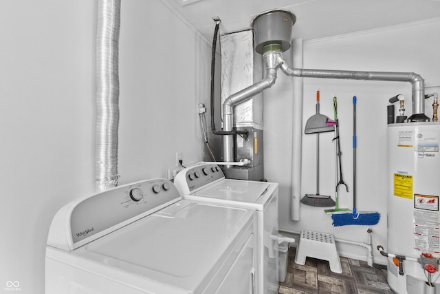 206 Allen Ln, Greenfield, IN 46140 - washroom with water heater and washer and dryer