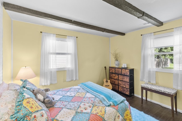 206 Allen Ln, Greenfield, IN 46140 - bedroom featuring beam ceiling and wood finished floors