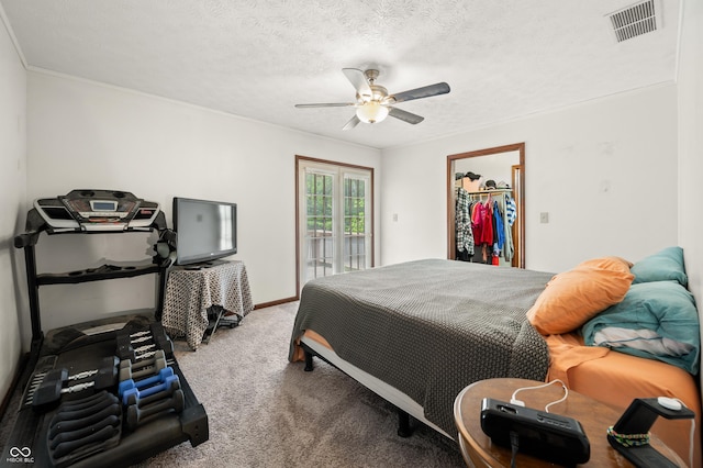 155 Hoover Dr, Princes Lakes, IN 46164 - bedroom with access to outside, carpet flooring, ceiling fan, a spacious closet, and a closet