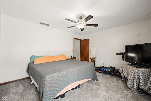 155 Hoover Dr, Princes Lakes, IN 46164 - carpeted bedroom with ceiling fan and ornamental molding