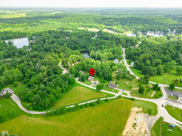 155 Hoover Dr, Princes Lakes, IN 46164 - bird's eye view of a heavily wooded area and a nearby body of water