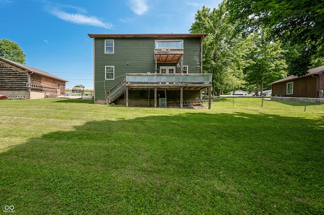 155 Hoover Dr, Princes Lakes, IN 46164 - back of house with a wooden deck and stairs