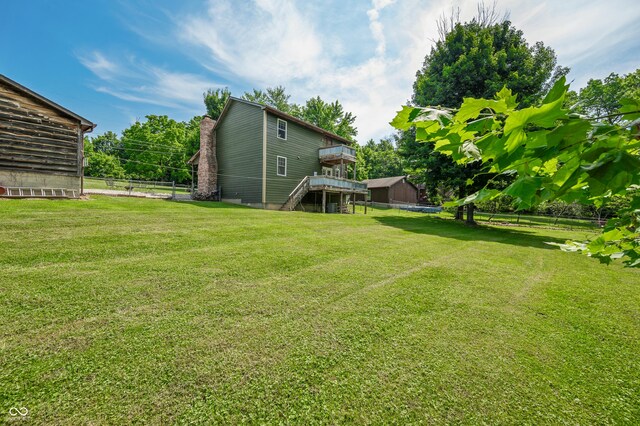 155 Hoover Dr, Princes Lakes, IN 46164 - view of yard featuring a deck and stairway
