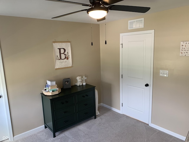 7270 W Stone Pass, New Palestine, IN 46163 - bedroom with light colored carpet and a ceiling fan