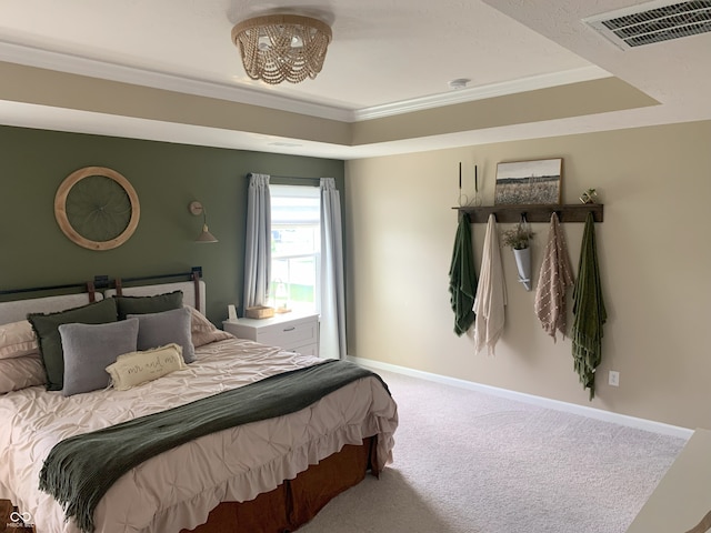 7270 W Stone Pass, New Palestine, IN 46163 - bedroom with carpet floors, a chandelier, and crown molding