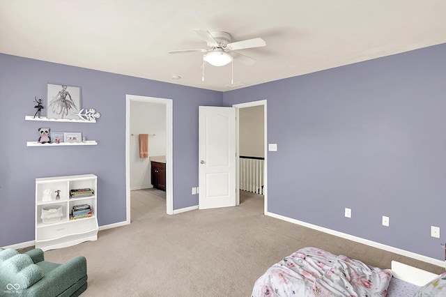 10587 Proposal Pointe Way, Fishers, IN 46040 - carpeted bedroom featuring ceiling fan and ensuite bathroom