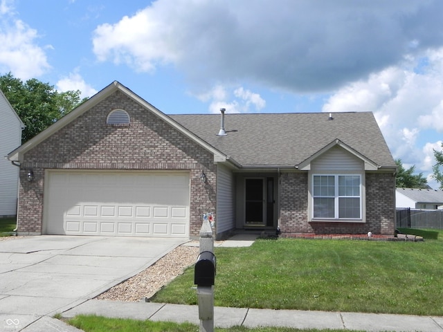 10178 Cornith Way, Avon, IN 46123 - ranch-style home featuring brick siding, concrete driveway, a garage, and a shingled roof