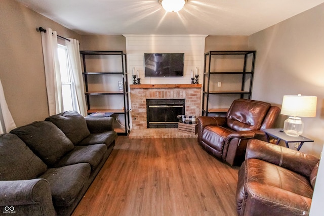 7710 Samuel Dr, Indianapolis, IN 46259 - living area with wood finished floors and a fireplace