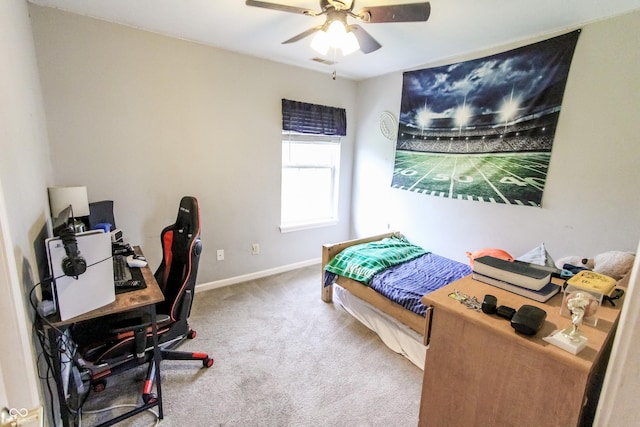 7710 Samuel Dr, Indianapolis, IN 46259 - bedroom featuring a desk, carpet, and a ceiling fan