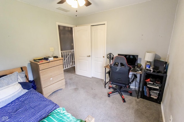 7710 Samuel Dr, Indianapolis, IN 46259 - bedroom featuring carpet, ceiling fan, and a closet