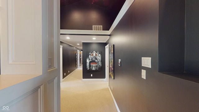 3306 Mullinix Rd, Greenwood, IN 46143 - hall with ornamental molding, carpet floors, and recessed lighting