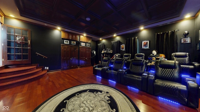 3306 Mullinix Rd, Greenwood, IN 46143 - cinema room with wood finished floors and ornamental molding