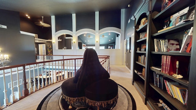3306 Mullinix Rd, Greenwood, IN 46143 - living area with carpet and an upstairs landing
