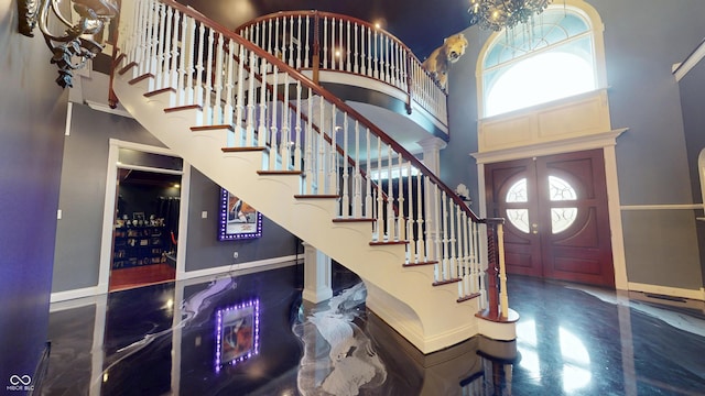 3306 Mullinix Rd, Greenwood, IN 46143 - entrance foyer with a high ceiling and stairway