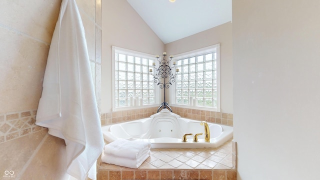 3306 Mullinix Rd, Greenwood, IN 46143 - bathroom with a tub with jets and lofted ceiling