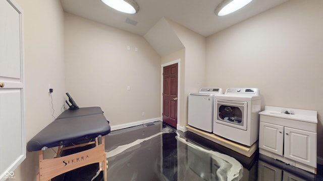3306 Mullinix Rd, Greenwood, IN 46143 - laundry area featuring cabinet space and washing machine and dryer