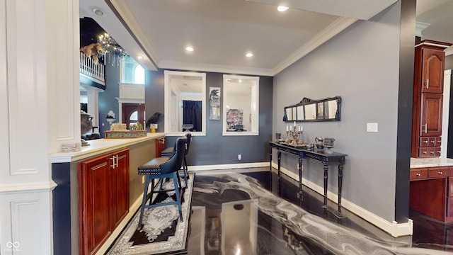 3306 Mullinix Rd, Greenwood, IN 46143 - bar featuring ornamental molding and recessed lighting
