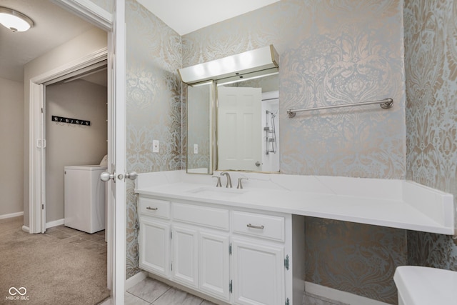 49 Druid Hill Ct Unit 0, Carmel, IN 46032 - bathroom with wallpapered walls and vanity