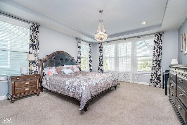 12634 Mustard Seed Ct, Fishers, IN 46038 - bedroom featuring light colored carpet, a tray ceiling, and recessed lighting