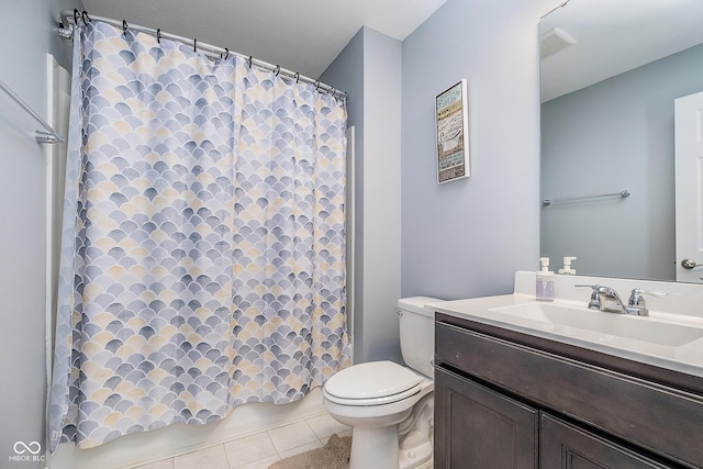 12634 Mustard Seed Ct, Fishers, IN 46038 - bathroom featuring vanity, tile patterned floors, and shower / bathtub combination with curtain