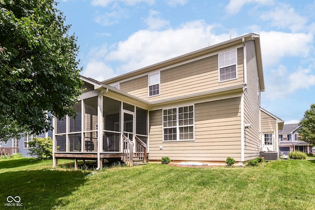 13700 Stanford Dr, Carmel, IN 46074 - rear view of property featuring a yard and a sunroom