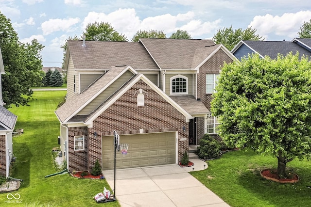 13700 Stanford Dr, Carmel, IN 46074 - view of front of property with driveway, brick siding, and a front yard