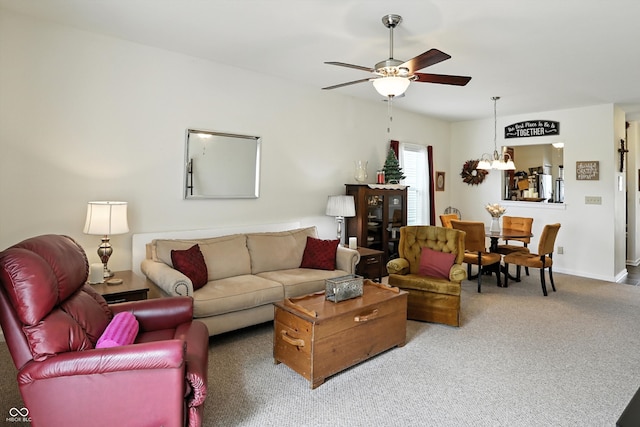 2253 Bridlewood Dr, Franklin, IN 46131 - carpeted living area featuring ceiling fan