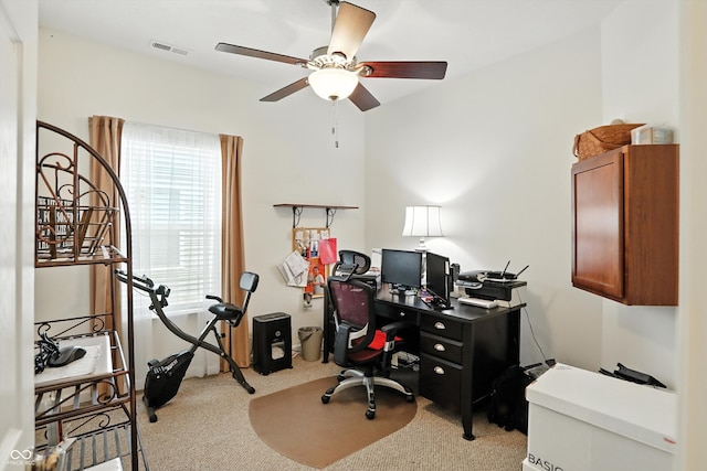 2253 Bridlewood Dr, Franklin, IN 46131 - office space featuring light carpet and ceiling fan