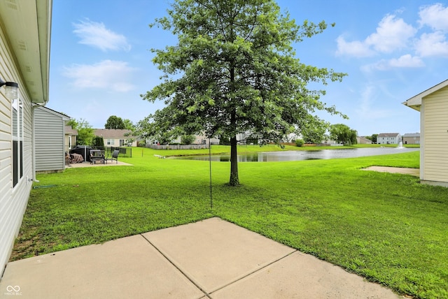 2253 Bridlewood Dr, Franklin, IN 46131 - view of grassy yard with a water view and a patio area