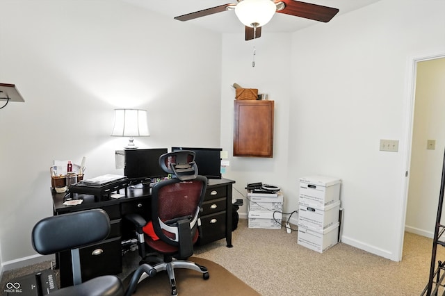 2253 Bridlewood Dr, Franklin, IN 46131 - office area with ceiling fan and light carpet