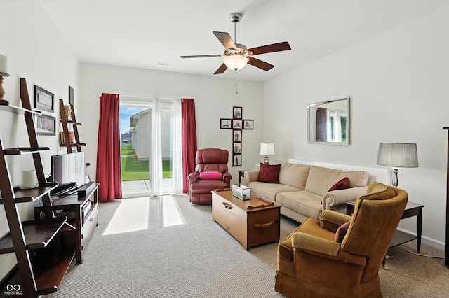 2253 Bridlewood Dr, Franklin, IN 46131 - living area featuring carpet and a ceiling fan