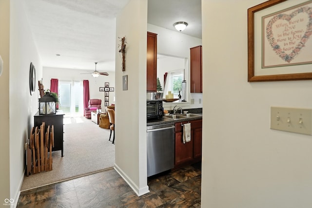 2253 Bridlewood Dr, Franklin, IN 46131 - hall featuring stone tile floors and a sink