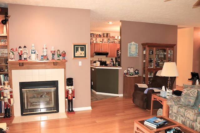 650 S Eagles Way, Crawfordsville, IN 47933 - living room with wood finished floors, a textured ceiling, and ceiling fan