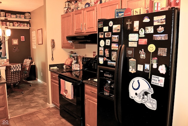 650 S Eagles Way, Crawfordsville, IN 47933 - kitchen featuring black appliances and under cabinet range hood