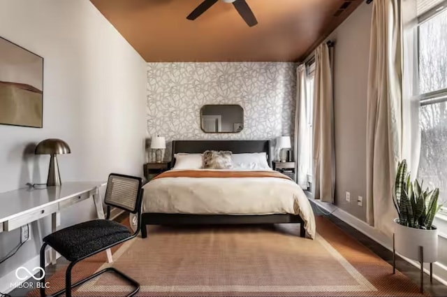 213 E 15th St, Indianapolis, IN 46202 - bedroom with a ceiling fan and wood finished floors