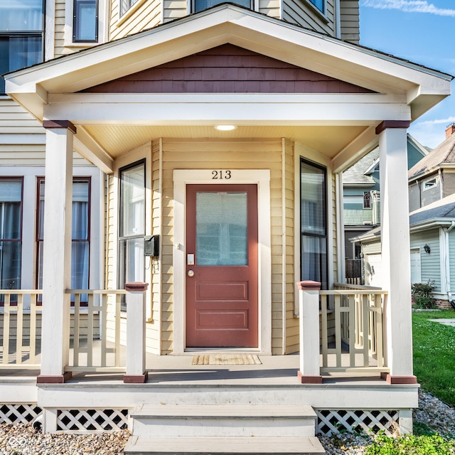 213 E 15th St, Indianapolis, IN 46202 - view of exterior entry featuring covered porch