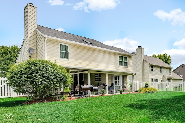 6439 Bower Dr, Indianapolis, IN 46241 - rear view of house featuring a chimney and a patio