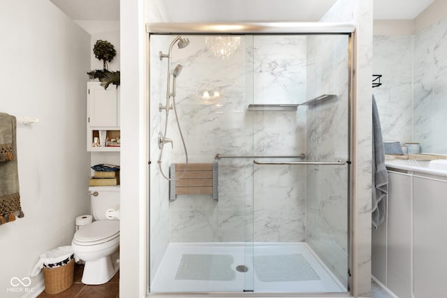 6439 Bower Dr, Indianapolis, IN 46241 - full bath with toilet and a marble finish shower