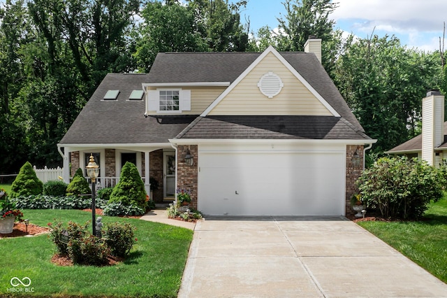 6439 Bower Dr, Indianapolis, IN 46241 - view of front of house with a garage, concrete driveway, roof with shingles, and a chimney