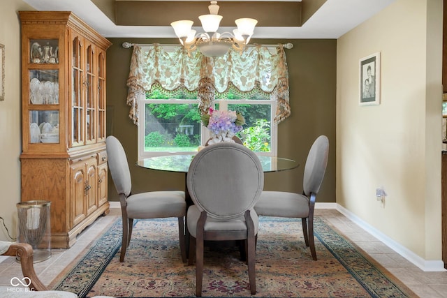 6439 Bower Dr, Indianapolis, IN 46241 - dining space with a chandelier and light tile patterned floors