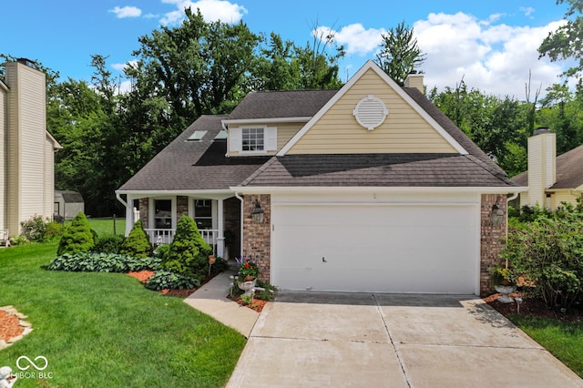 6439 Bower Dr, Indianapolis, IN 46241 - view of front of home with a garage, a front lawn, driveway, a porch, and roof with shingles