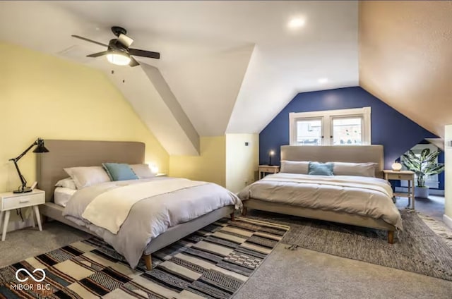 215 E 15th St, Indianapolis, IN 46202 - bedroom featuring carpet flooring and vaulted ceiling