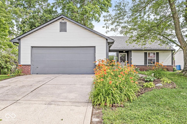 1540 Brook Pointe Dr, Indianapolis, IN 46234 - ranch-style house featuring brick siding, concrete driveway, a garage, and a shingled roof